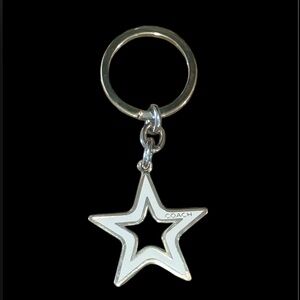 Coach White Enamel Silver Star Outline Keyring